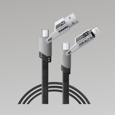 65W Multi Functional Zinc Alloy Braided Data Cable  Black