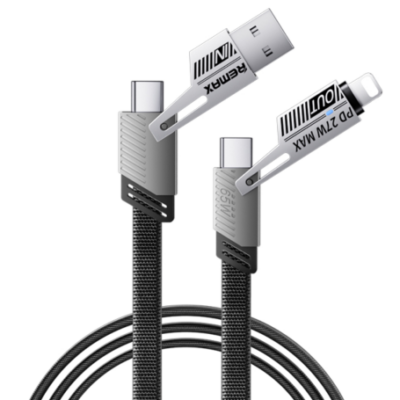 65W Multi Functional Zinc Alloy Braided Data Cable  Black