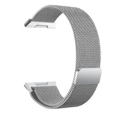 Milanese Stainless Steel Mesh Replacement Watchband Wrist Strap for Fitbit Ionic Size L – Silver