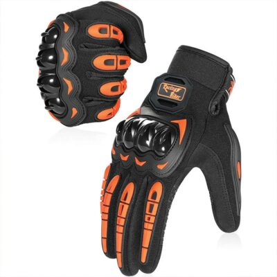 Thermal Motorbike Gloves Carbon Knuckle Protection Motorcycle Gloves for Sport – Orange L